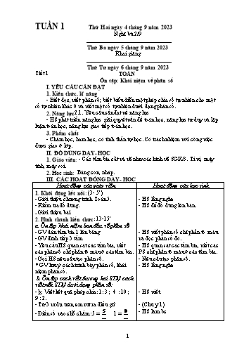 Kế hoạch bài dạy Lớp 5 - Tuần 1 - Năm học 2023-2024