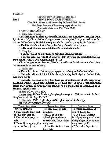Kế hoạch bài dạy Lớp 5 - Tuần 15 - Năm học 2024-2025