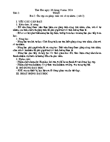 Kế hoạch bài dạy Lớp 5 - Tuần 2 - Năm học 2024-2025