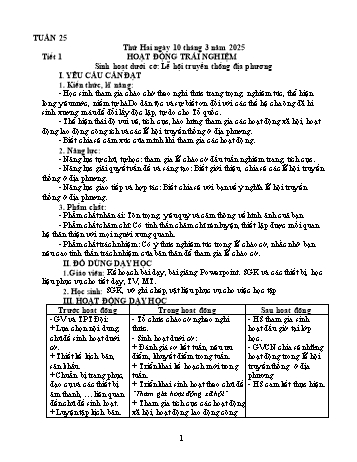 Kế hoạch bài dạy Lớp 5 - Tuần 25 - Năm học 2024-2025