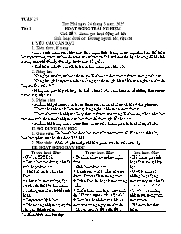 Kế hoạch bài dạy Lớp 5 - Tuần 27 - Năm học 2024-2025