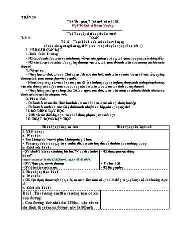 Kế hoạch bài dạy Lớp 5 - Tuần 29 - Năm học 2024-2025