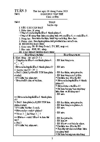 Kế hoạch bài dạy Lớp 5 - Tuần 3 - Năm học 2023-2024