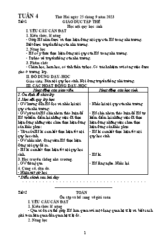 Kế hoạch bài dạy Lớp 5 - Tuần 4 - Năm học 2023-2024