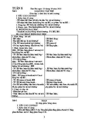 Kế hoạch bài dạy Lớp 5 - Tuần 8 - Năm học 2023-2024
