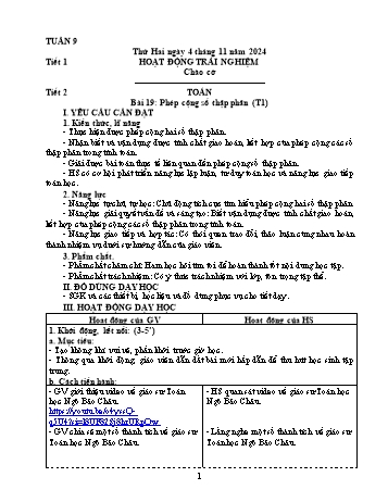 Kế hoạch bài dạy Lớp 5 - Tuần 9 - Năm học 2024-2025
