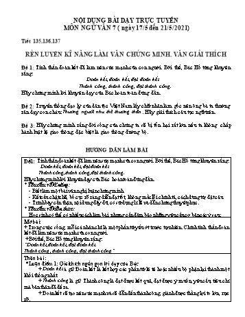 Kế hoạch bài dạy Ngữ văn 7 - Chủ đề: Rèn luyện kĩ năng làm bài văn chứng minh, văn giải thích - Năm học 2020-2021