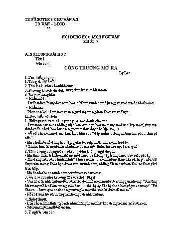 Kế hoạch bài dạy Ngữ văn 7 - Tiết 1 đến 4 - Trường THCS Chu Văn An