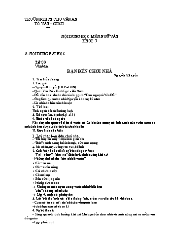 Kế hoạch bài dạy Ngữ văn 7 - Tuần 10 - Trường THCS Chu Văn An