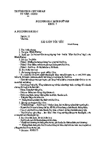 Kế hoạch bài dạy Ngữ văn 7 - Tuần 14 - Trường THCS Chu Văn An