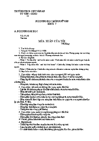 Kế hoạch bài dạy Ngữ văn 7 - Tuần 15 - Trường THCS Chu Văn An