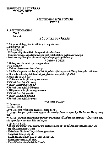 Kế hoạch bài dạy Ngữ văn 7 - Tuần 2 - Trường THCS Chu Văn An