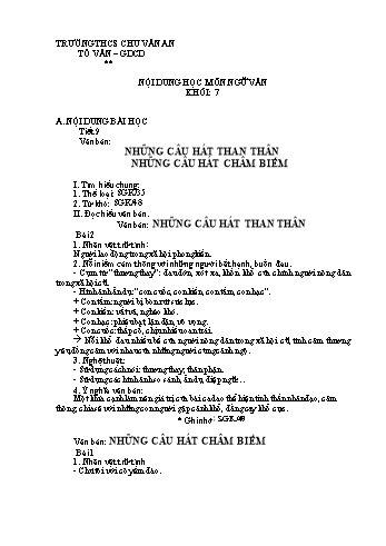 Kế hoạch bài dạy Ngữ Văn 7 - Tuần 3 - Trường THCS Chu Văn An