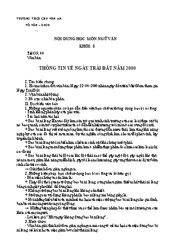 Kế hoạch bài dạy Ngữ văn 8 - Tuần 11 - Trường THCS Chu Văn An