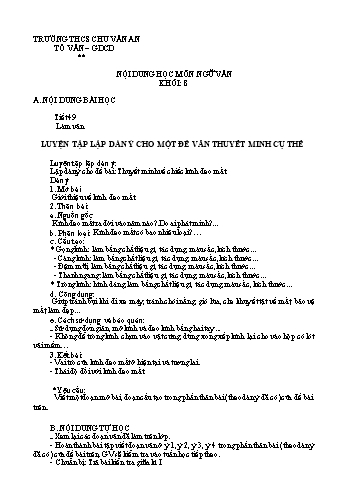 Kế hoạch bài dạy Ngữ văn 8 - Tuần 13 - Trường THCS Chu Văn An