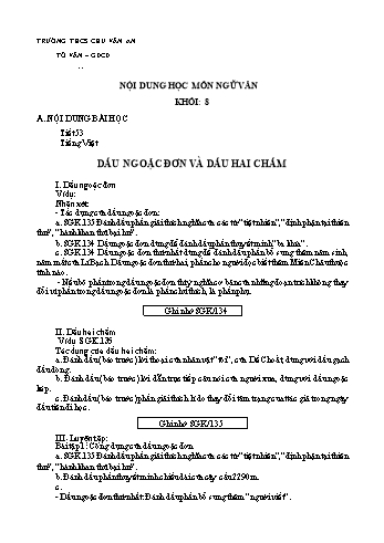 Kế hoạch bài dạy Ngữ văn 8 - Tuần 14 - Trường THCS Chu Văn An