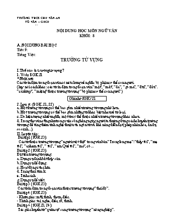 Kế hoạch bài dạy Ngữ văn 8 - Tuần 3 - Trường THCS Chu Văn An