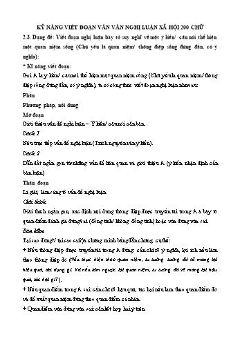 Kế hoạch bài dạy Ngữ văn 9 - Bài: Cách viết đoạn văn nghị luận xã hội 200 chữ