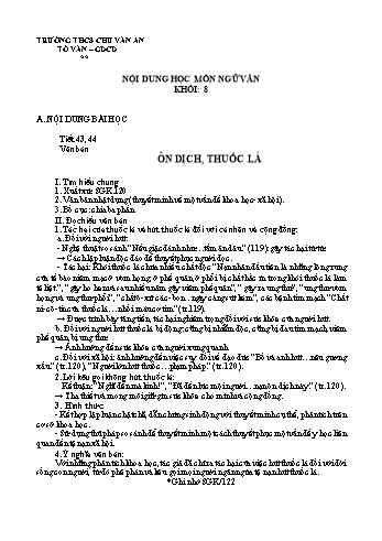Kế hoạch bài dạy Ngữ văn Lớp 8 - Tuần 12 - Trường THCS Chu Văn An