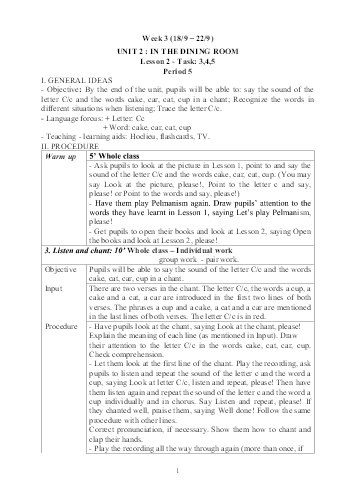 Kế hoạch bài dạy Tiếng Anh 1 - Tuần 3