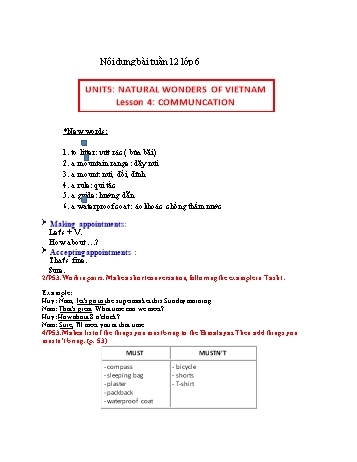 Kế hoạch bài dạy Tiếng Anh 6 - Tuần 12 - Năm học 2021-2022