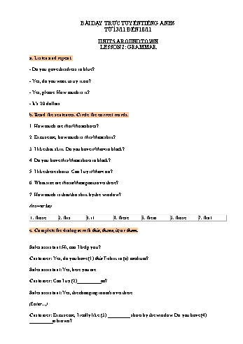 Kế hoạch bài dạy Tiếng Anh 6 - Tuần 14, Unit 5: Around town