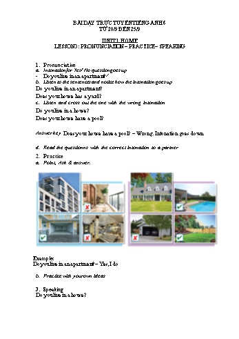 Kế hoạch bài dạy Tiếng Anh 6 - Tuần 2 - Unit 1: Home