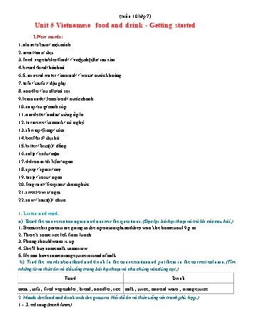 Kế hoạch bài dạy Tiếng Anh 7 - Tuần 10