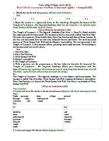 Kế hoạch bài dạy Tiếng Anh 7 - Tuần 14