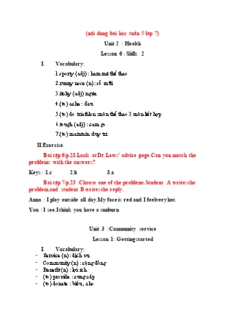 Kế hoạch bài dạy Tiếng Anh 7 - Tuần 5