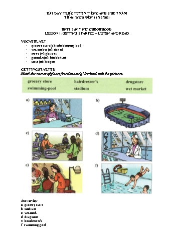 Kế hoạch bài dạy Tiếng Anh 8 (7 năm) - Tuần 13, Unit 7: My neighborhood