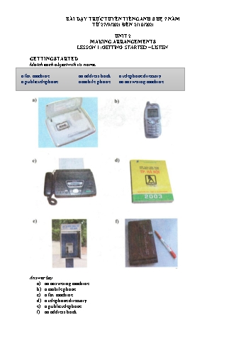 Kế hoạch bài dạy Tiếng Anh 8 (7 năm) - Tuần 3, Unit 2: Making arrangements
