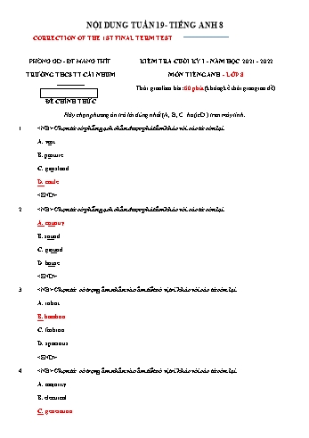 Kế hoạch bài dạy Tiếng Anh 8 - Tuần 19 - Năm học 2021-2022