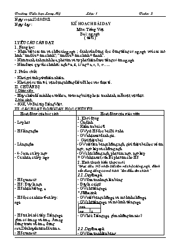 Kế hoạch bài dạy Tiếng Việt 1 - Tuần 5 - Năm học 2021-2022 - Trường Tiểu học Long Mỹ