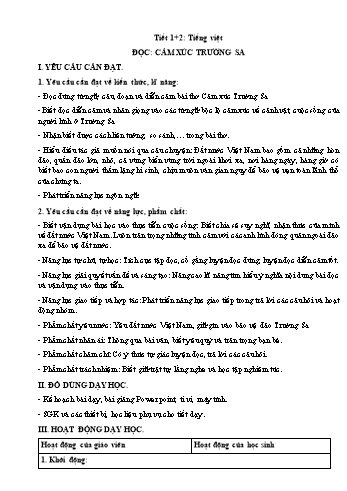Kế hoạch bài dạy Tiếng Việt 4 - Bài: Cảm xúc Trường Sa