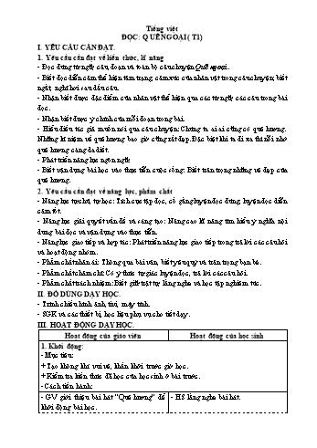 Kế hoạch bài dạy Tiếng Việt 4 - Bài: Đọc Quê ngoại