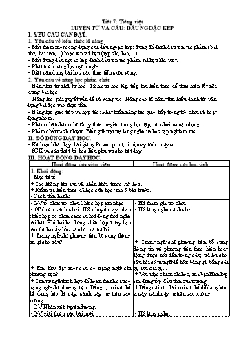 Kế hoạch bài dạy Tiếng Việt 4 (Luyện từ và câu) - Bài: Dấu ngoặc kép