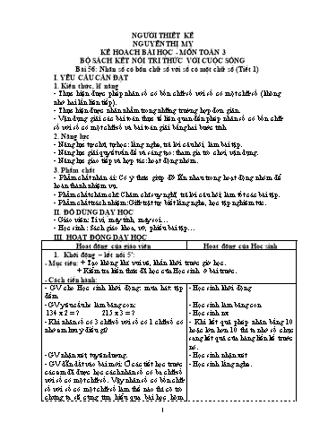 Kế hoạch bài dạy Toán 3 Sách Kết nối tri thức - Bài 56: Nhân số có bốn chữ số với số có một chữ số - Nguyễn Thị Mỵ