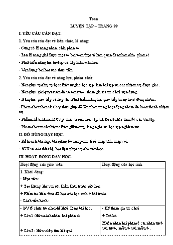 Kế hoạch bài dạy Toán 4 - Bài: Luyện tập (Trang 99)