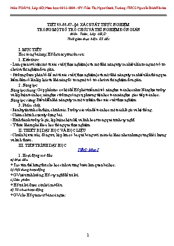 Kế hoạch bài dạy Toán 6 - Bài 4: Sác xuất thực nghiệm trong một số trò chơi và thí nghiệm đơn giản - Năm học 2023-2024 - Trần Thị Ngọc Oanh