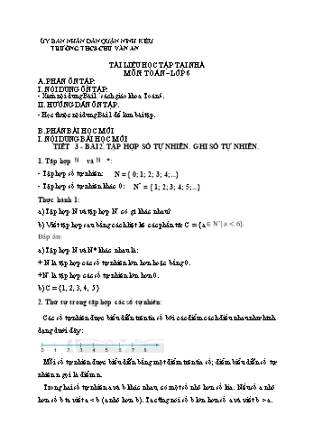 Kế hoạch bài dạy Toán 6 - Tiết 3, Bài 2: Tập hợp số tự nhiên. Ghi số tự nhiên - Trường THCS Chu Văn An