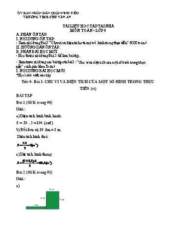 Kế hoạch bài dạy Toán 6 - Tiết 9, Bài 3: Chu vi và diện tích của một số hình trong thực tiễn - Trường THCS Chu Văn An