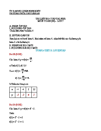 Kế hoạch bài dạy Toán 7 (Đại số) - Tuần 14, Tiết 31: Luyện tập + Tiết 32: Mặt phẳng tọa độ - Trường THCS Chu Văn An