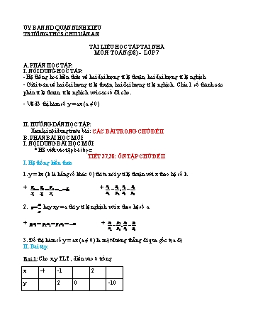 Kế hoạch bài dạy Toán 7 (Đại số) - Tuần 16, Tiết 37+38: Ôn tập chủ đề 2 - Trường THCS Chu Văn An