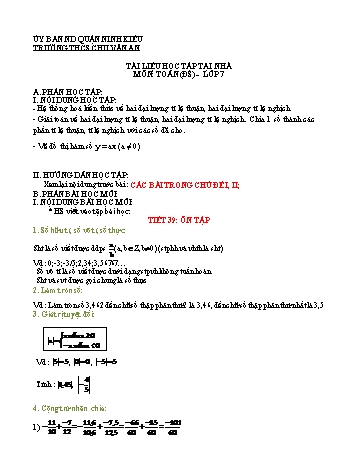 Kế hoạch bài dạy Toán 7 (Đại số) - Tuần 16, Tiết 39: Ôn tập - Trường THCS Chu Văn An