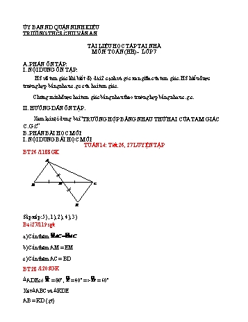 Kế hoạch bài dạy Toán 7 (Hình học) - Tuần 14, Tiết 26+27: Luyện tập - Trường THCS Chu Văn An