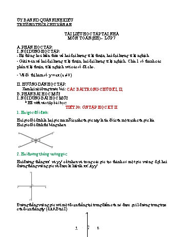 Kế hoạch bài dạy Toán 7 (Hình học) - Tuần 16, Tiết 30: Ôn tập học kì II - Trường THCS Chu Văn An
