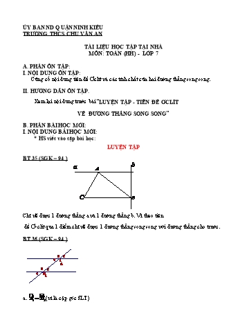 Kế hoạch bài dạy Toán 7 (Hình học) - Tuần 6 - Trường THCS Chu Văn An