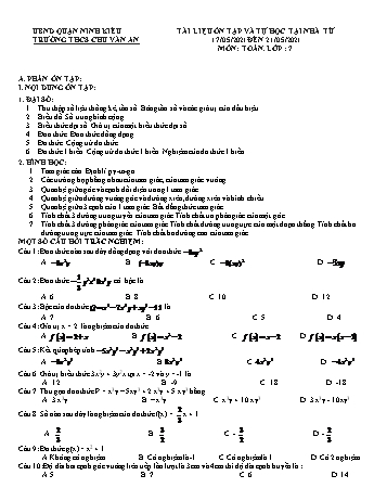 Kế hoạch bài dạy Toán 7 - Năm học 2020-2021 - Trường THCS Chu Văn An