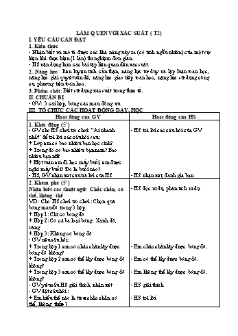 Kế hoạch bài dạy Toán 7 - Tuần 35, Bài: Làm quen với xác suất (Tiết 2)